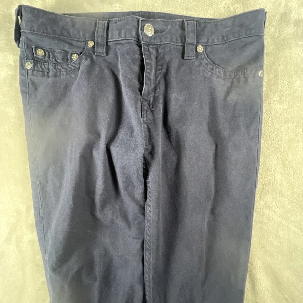 VINTAGE Y2K TRUE RELIGION BASIC NAVY STRAIGHT LEG BAGGY STYLE PANTS‎ Size 33x30